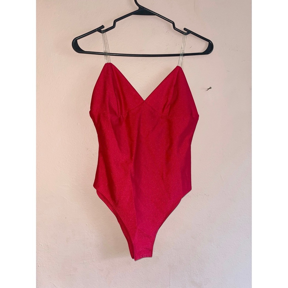 Red Bodysuit, Clear Adjustable Straps